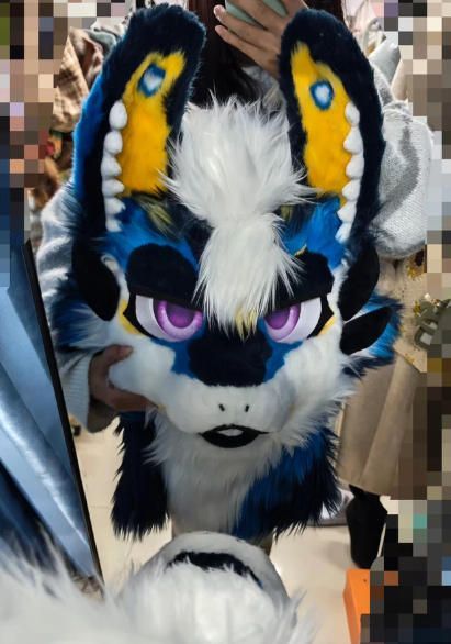 ☆着ぐるみヘッド ドラゴン NO.450 青 紺色 全頭ヘッド ケモノ ファー