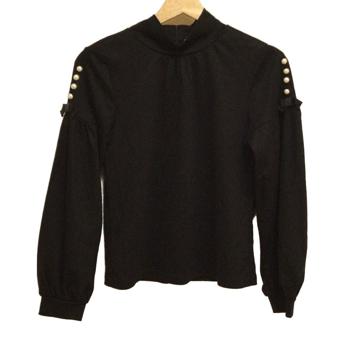 M S GRACY エムズグレイシー 長袖カットソー サイズ38 レディース - 黒 ハイネック リボン