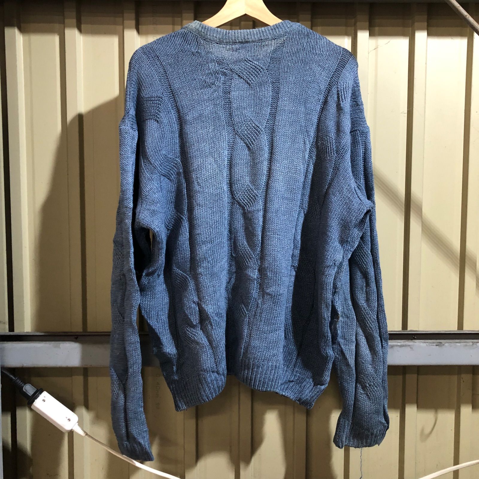 1060 LACOSTE セーター ブルー size 4 L ラコステ ニット ケーブル編み