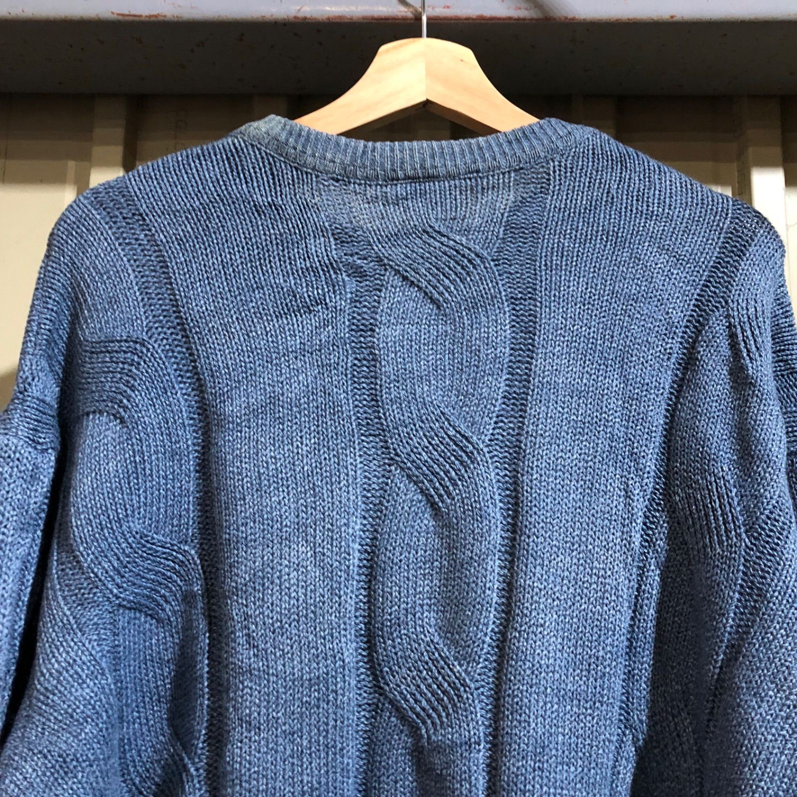 1060 LACOSTE セーター ブルー size 4 L ラコステ ニット ケーブル編み