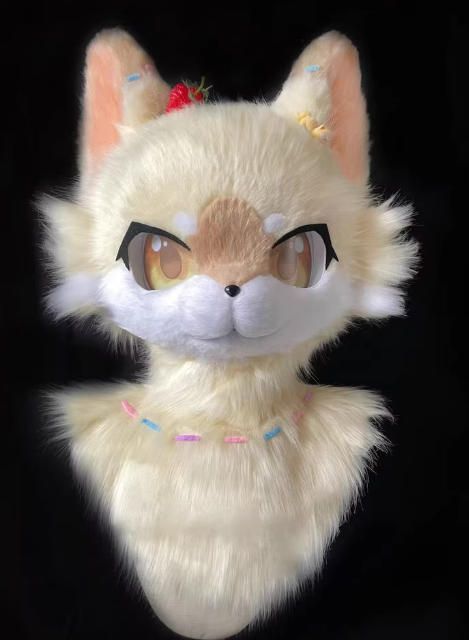 着ぐるみヘッド 猫 NO 452 クリーム 全頭ヘッド ケモノ ファースーツ ぬいぐるみ コスプレ コスチューム kigurumi