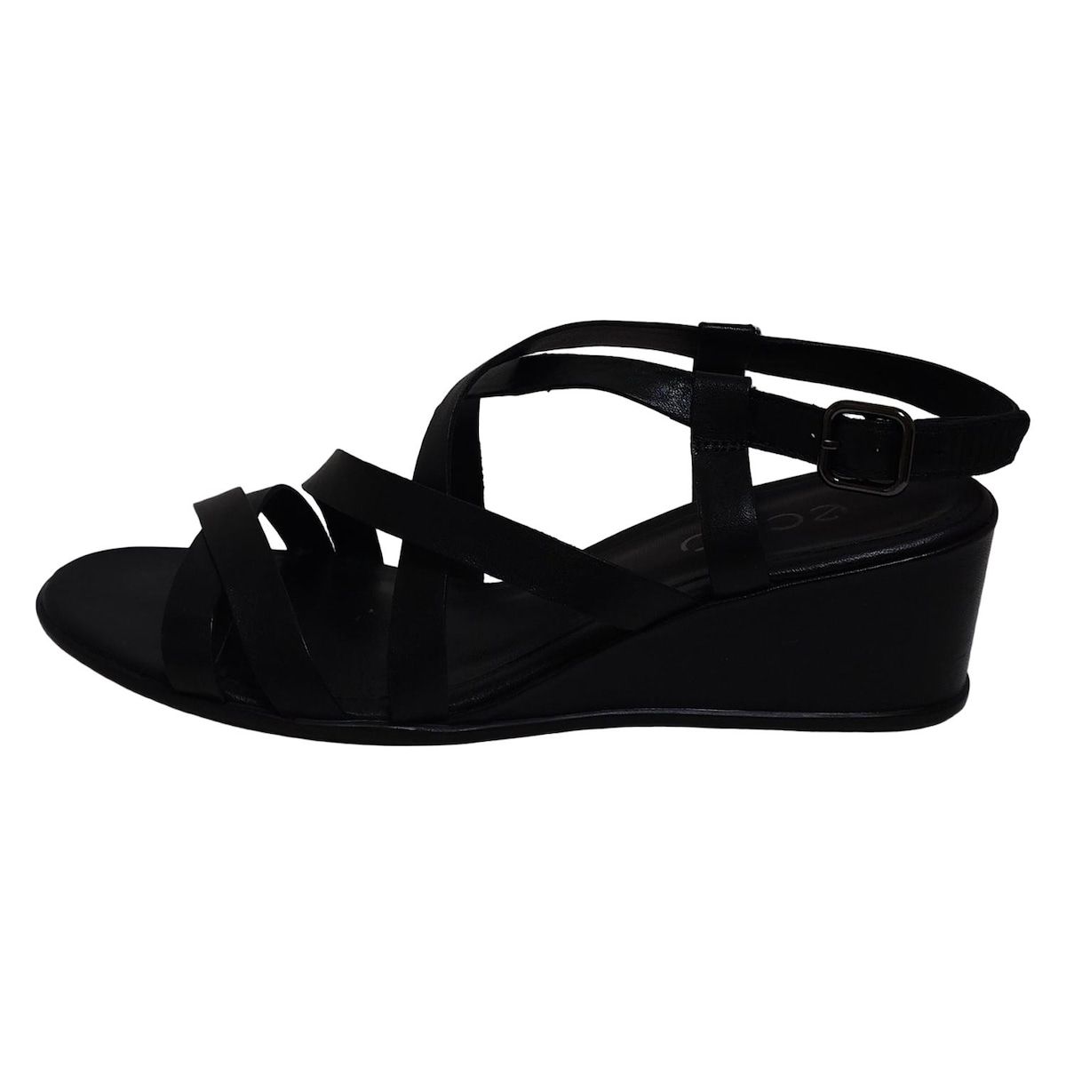 ECCO(エコー) サンダル 36 レディース - 黒 ウェッジソール レザー