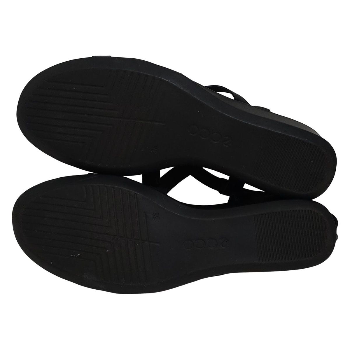 ECCO(エコー) サンダル 36 レディース - 黒 ウェッジソール レザー