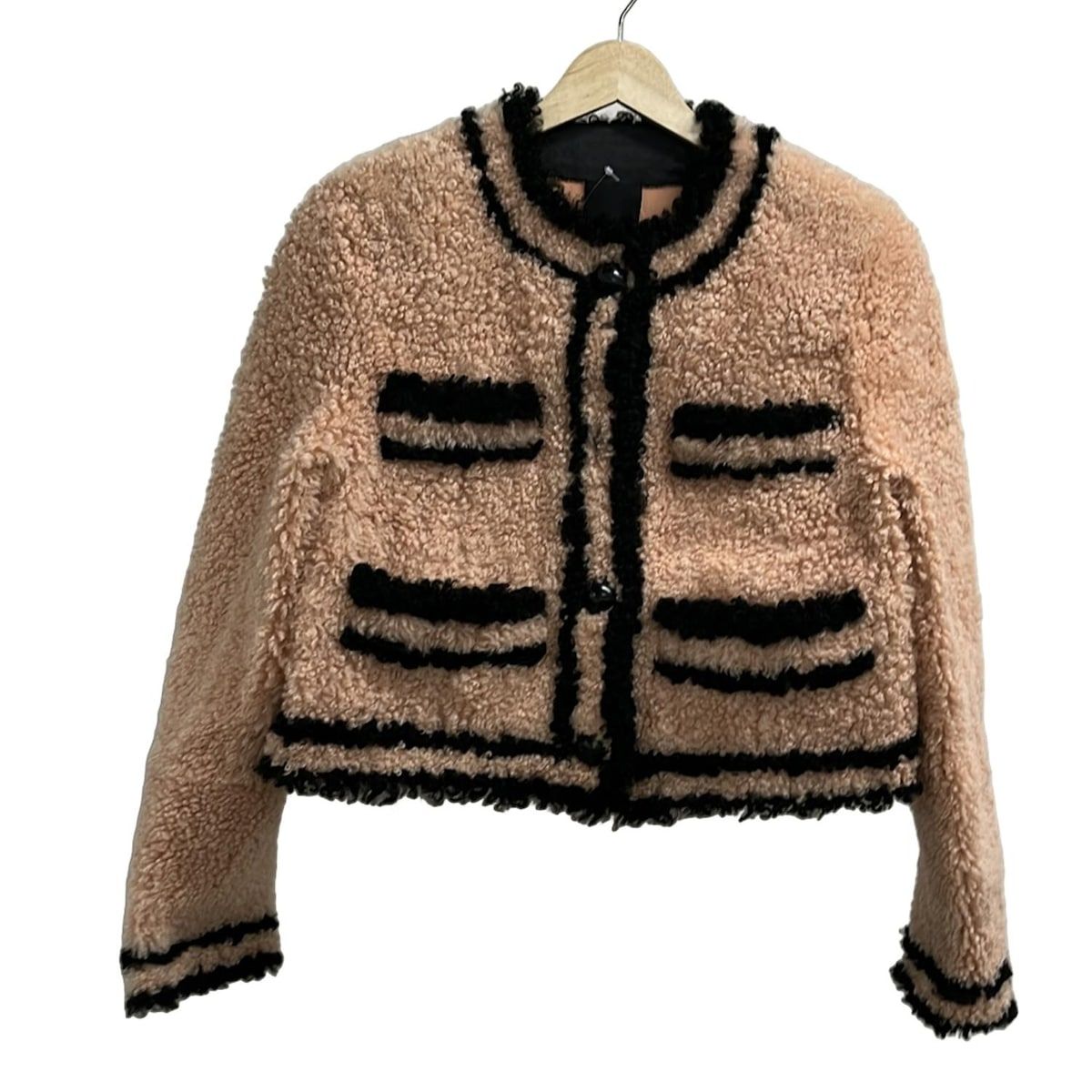 BLANCHA ブランカ ブルゾン サイズ38 M レディース ライトピンク 黒 長袖 秋 冬