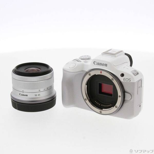 中古品〕 EOS R50 RF-S18-45 IS STM レンズキット ホワイト【198