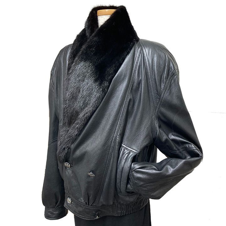 ハーディエイミス HARDY AMIES レザー ミンク リバーシブル ブルゾン