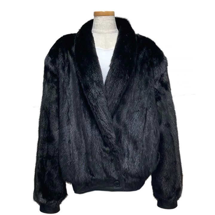 ハーディエイミス HARDY AMIES レザー ミンク リバーシブル ブルゾン レディース 黒 XL ブランド アパレル