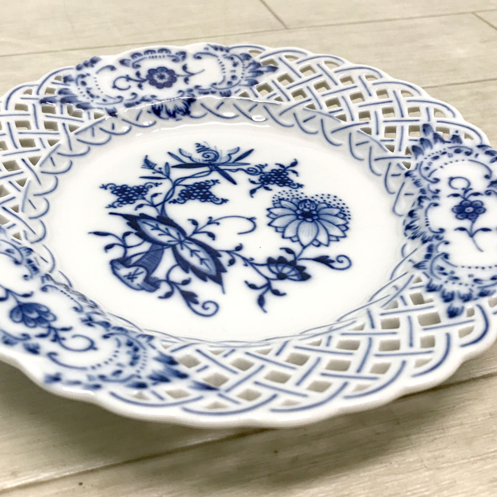 マイセン MEISSEN 透かし飾り皿 レースプレート ブルーオニオン800101