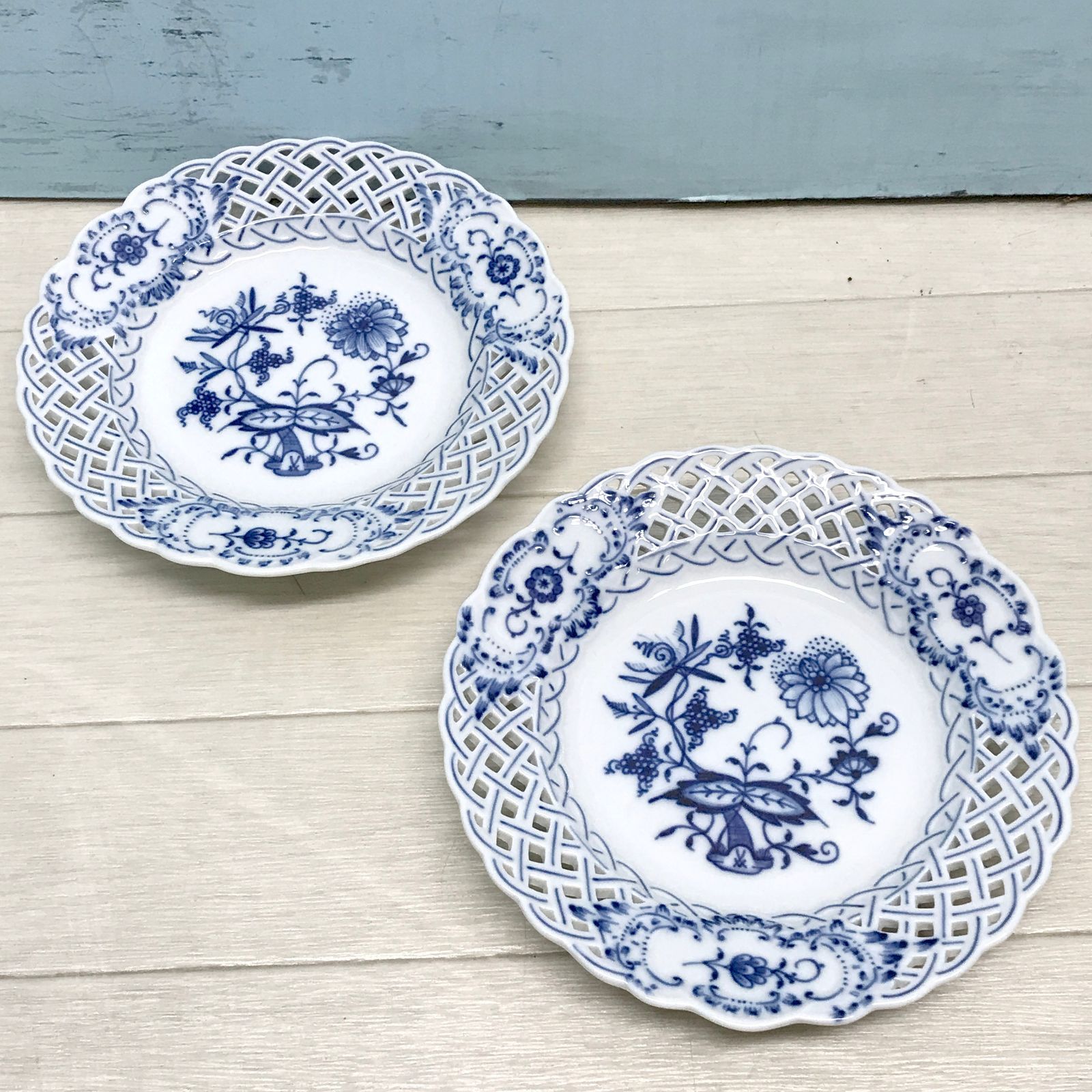 マイセン MEISSEN 透かし飾り皿 レースプレート ブルーオニオン800101