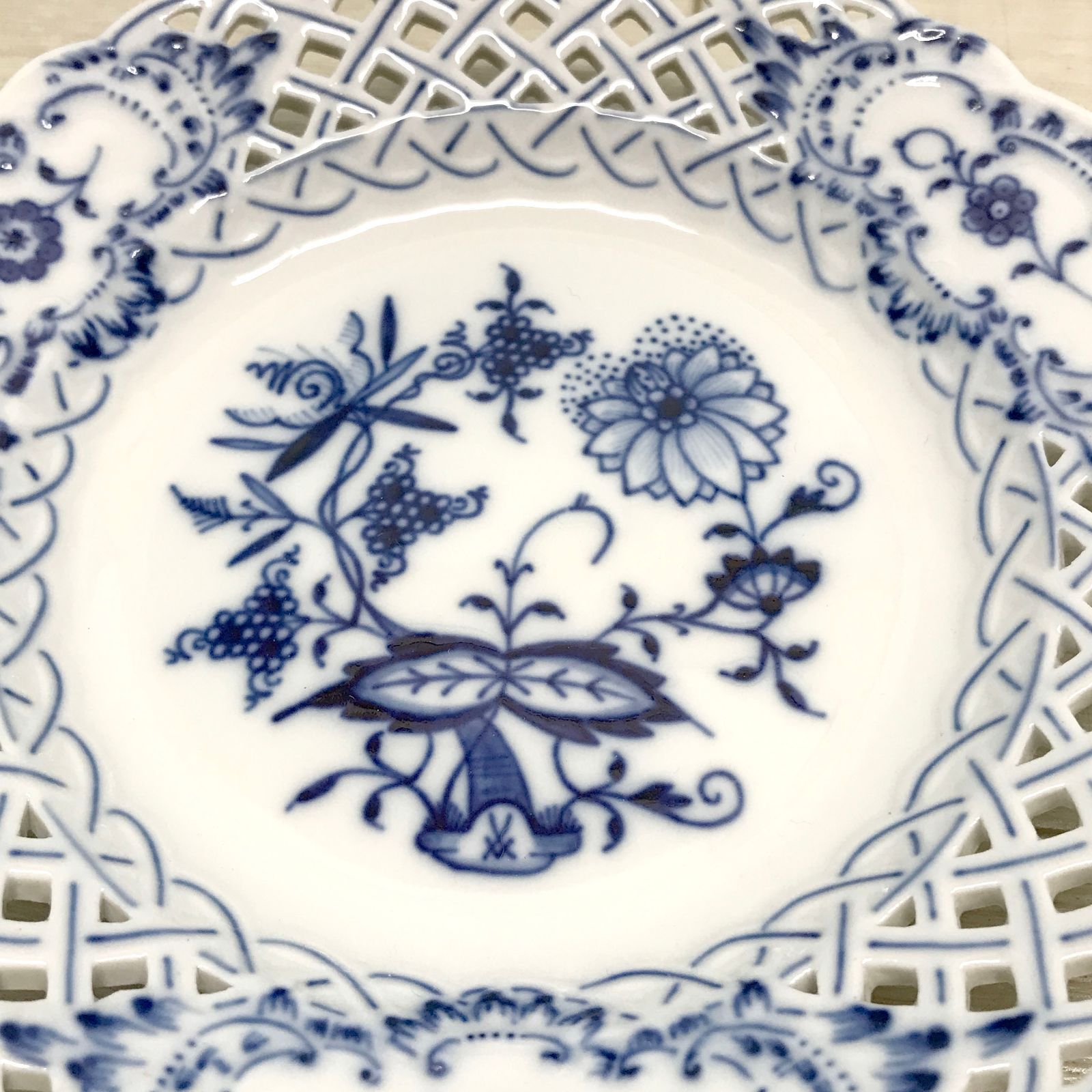 マイセン MEISSEN 透かし飾り皿 レースプレート ブルーオニオン800101