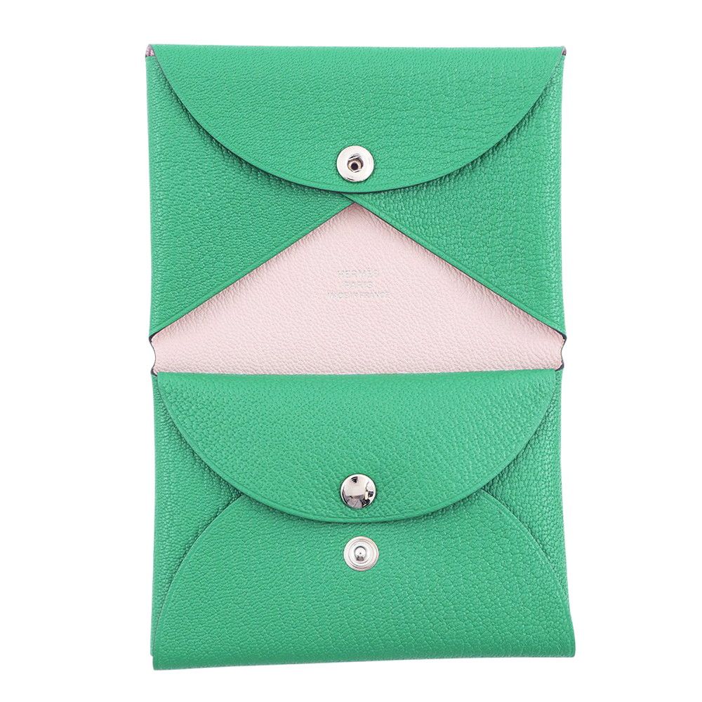 エルメス コインケース カルヴィ デュオ ヴェルソ ミント/モーヴペール