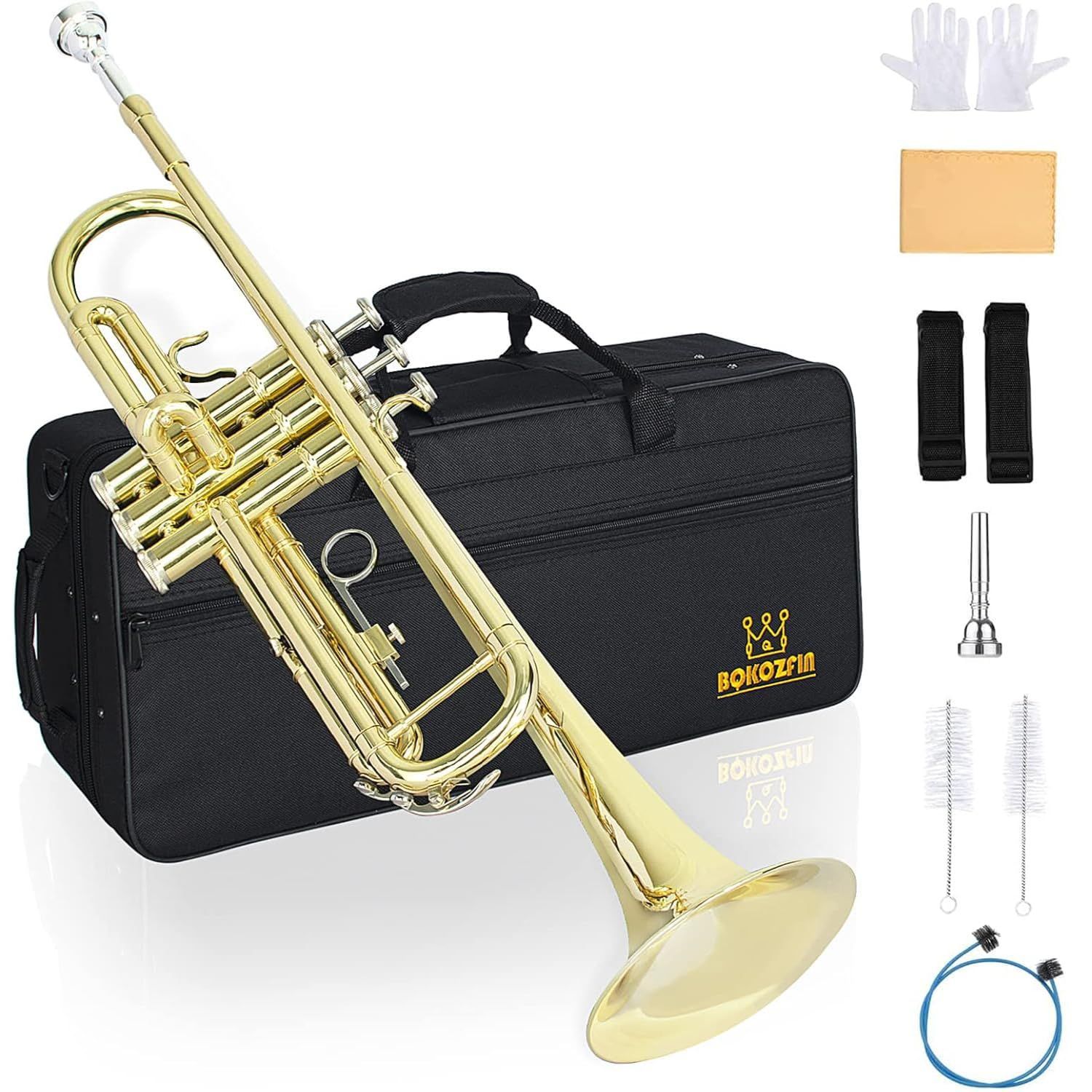 めっき加工 真鍮製 入門セット Trumpet 吹奏楽 管楽器 B♭調 トランペット