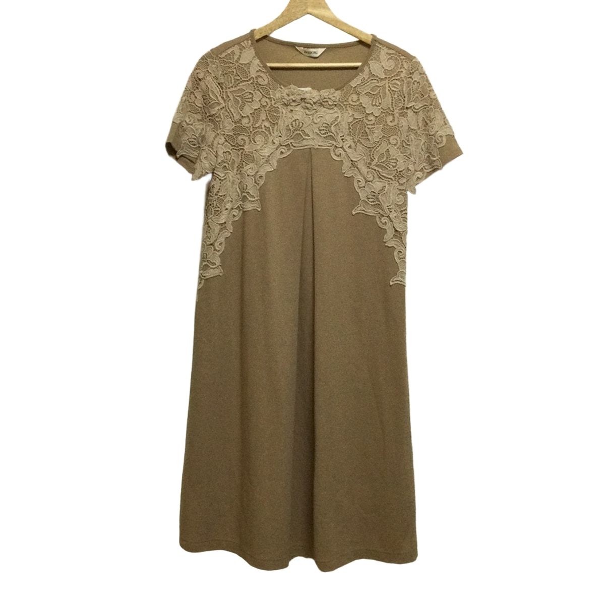 インゲボルグ ワンピース サイズ9 M レディース - ベージュ クルーネック 半袖 ロング レース