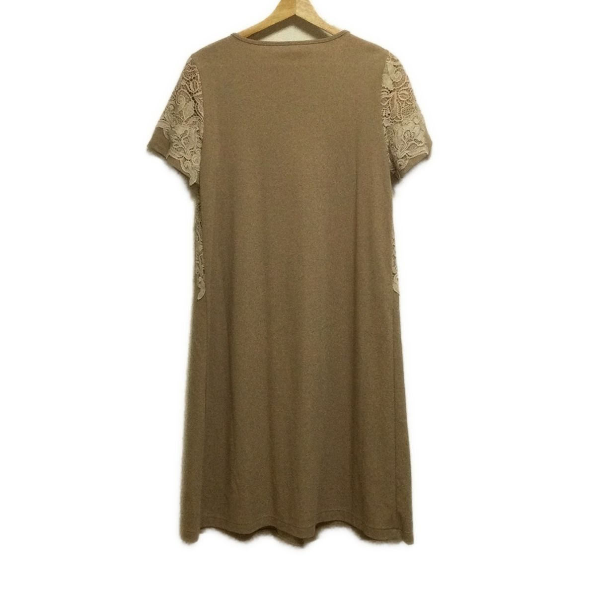 インゲボルグ ワンピース サイズ9 M レディース ベージュ クルーネック 半袖 ロング レース