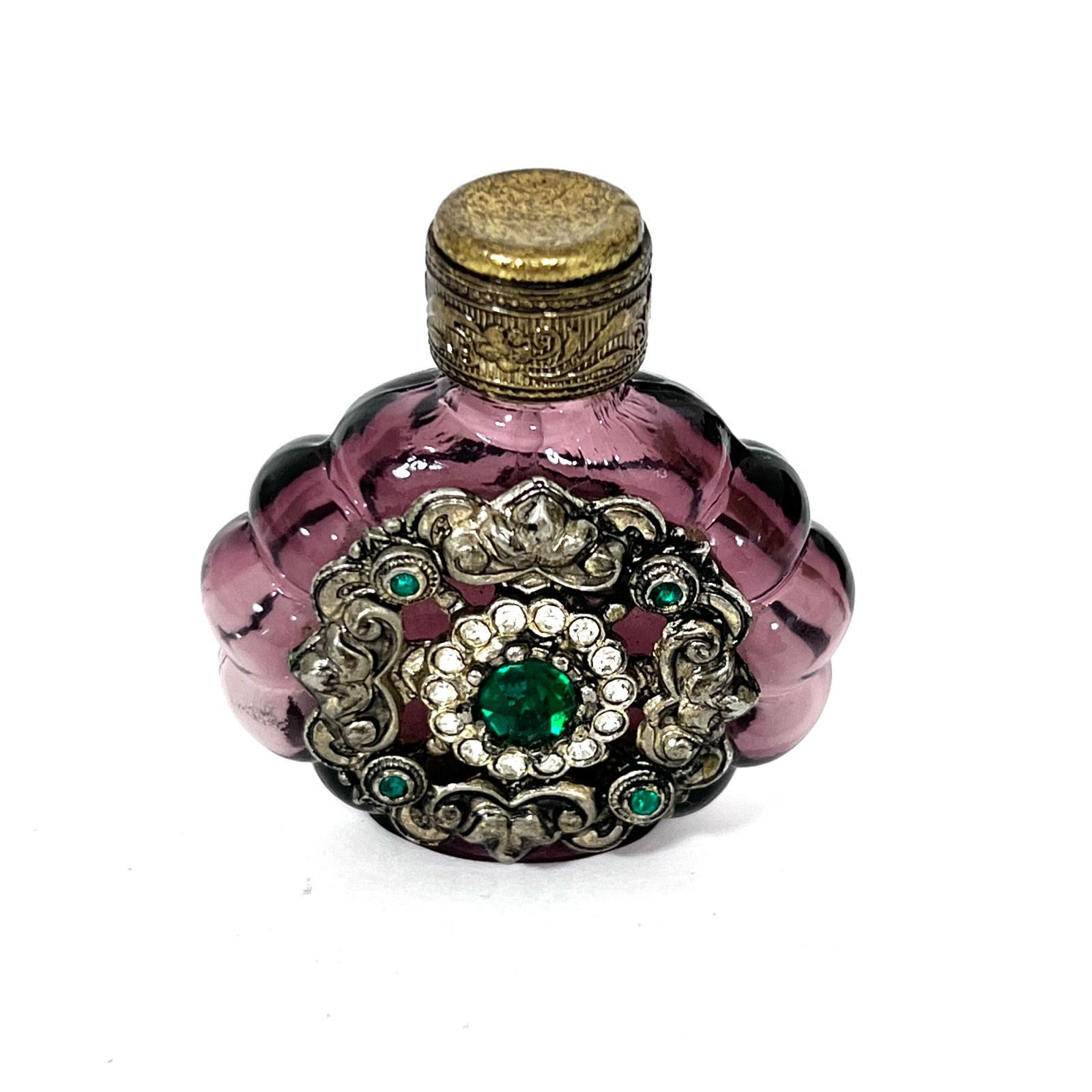 チェコ 香水瓶 ミニチュア パヒュームボトル ブルー ヴィンテージ