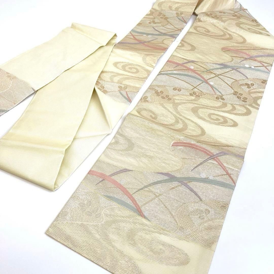 着物と帯 時流 SN 25931 s 正絹 九寸 夏名古屋帯 絽 金糸 流水