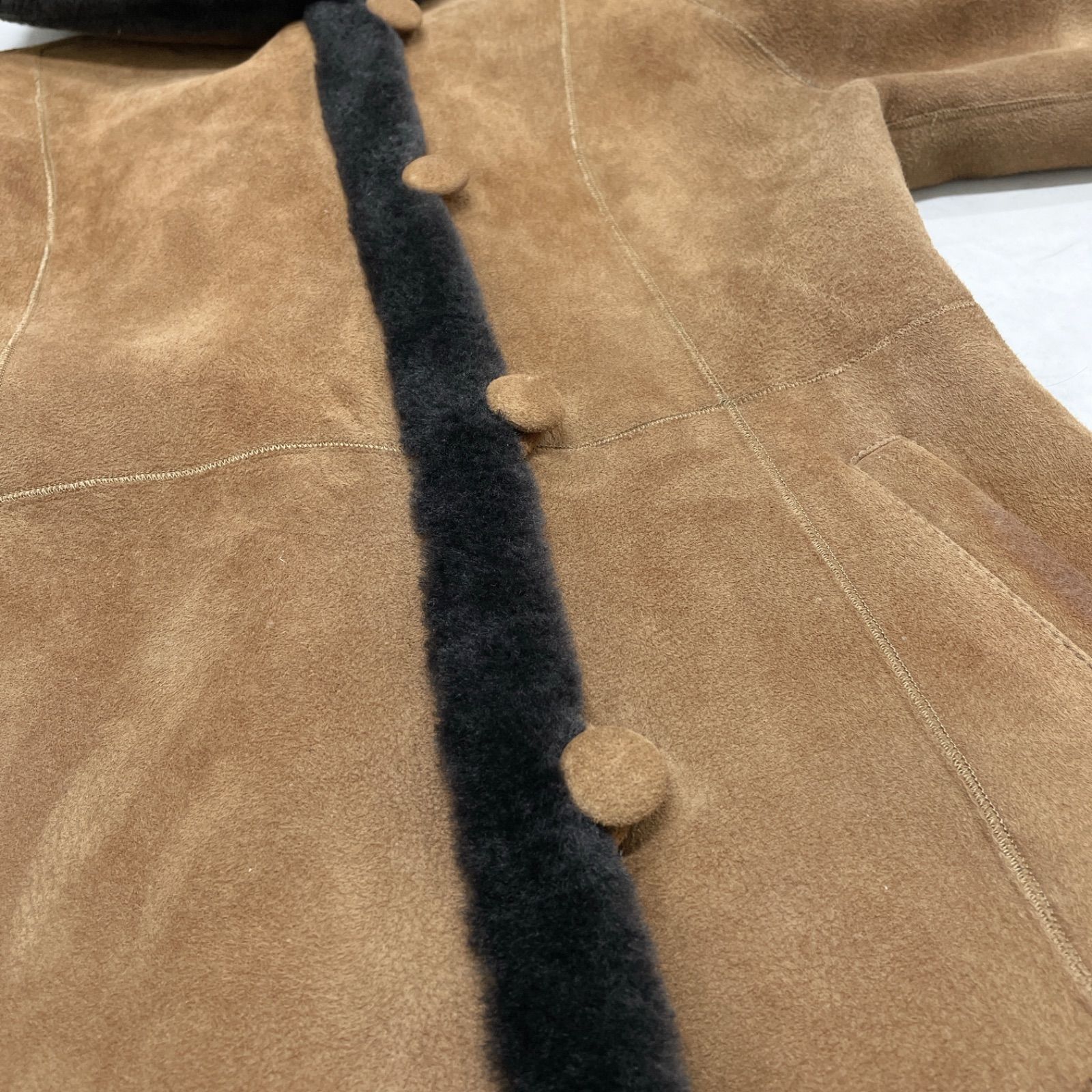 BALMAIN バルマン ムートンコート ロング フード ファー シープレザー