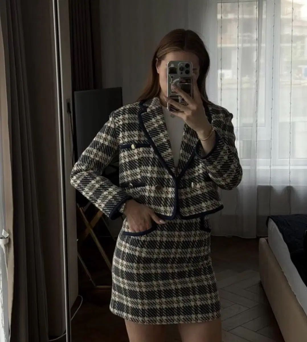 Sandro Paris チェック柄ツイードジャケット サンドロ sandro キム・セジョン チェック ツイード ジャケット 40