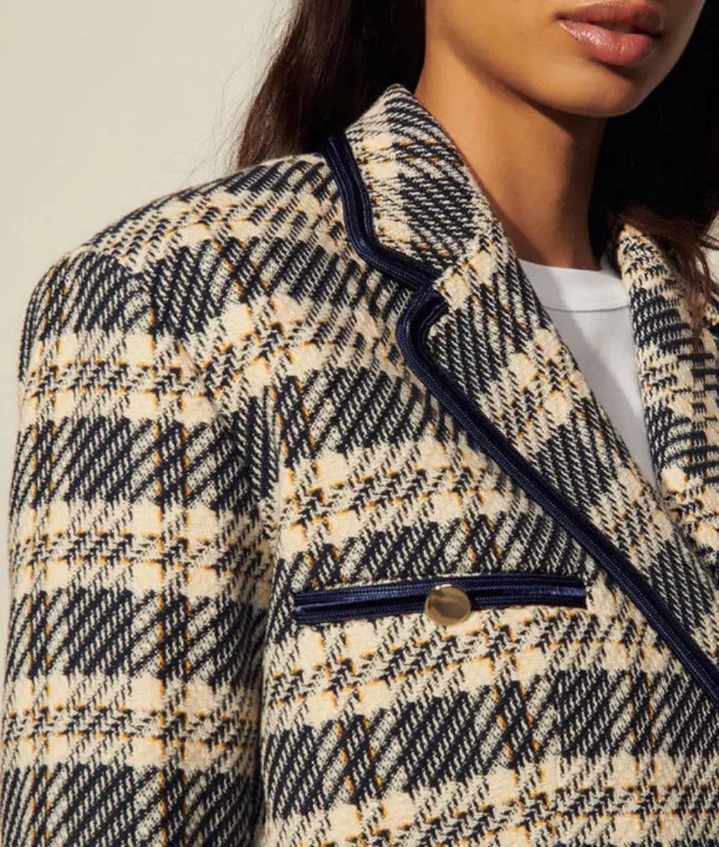 サンドロ sandro キム・セジョン チェック ツイード ジャケット 40