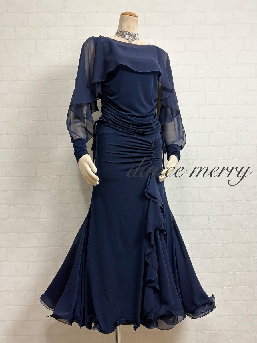MERRY】新品 社交ダンス 紺 ネイビー ツーピース セットアップ