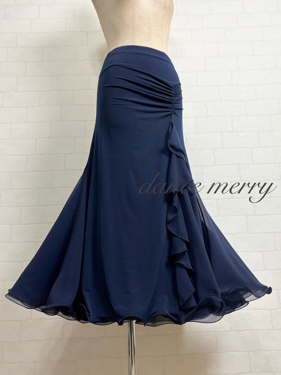 MERRY】新品 社交ダンス 紺 ネイビー ツーピース セットアップ