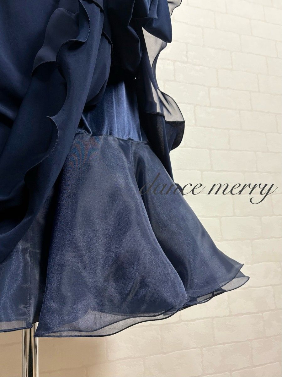 MERRY】新品 社交ダンス 紺 ネイビー ツーピース セットアップ