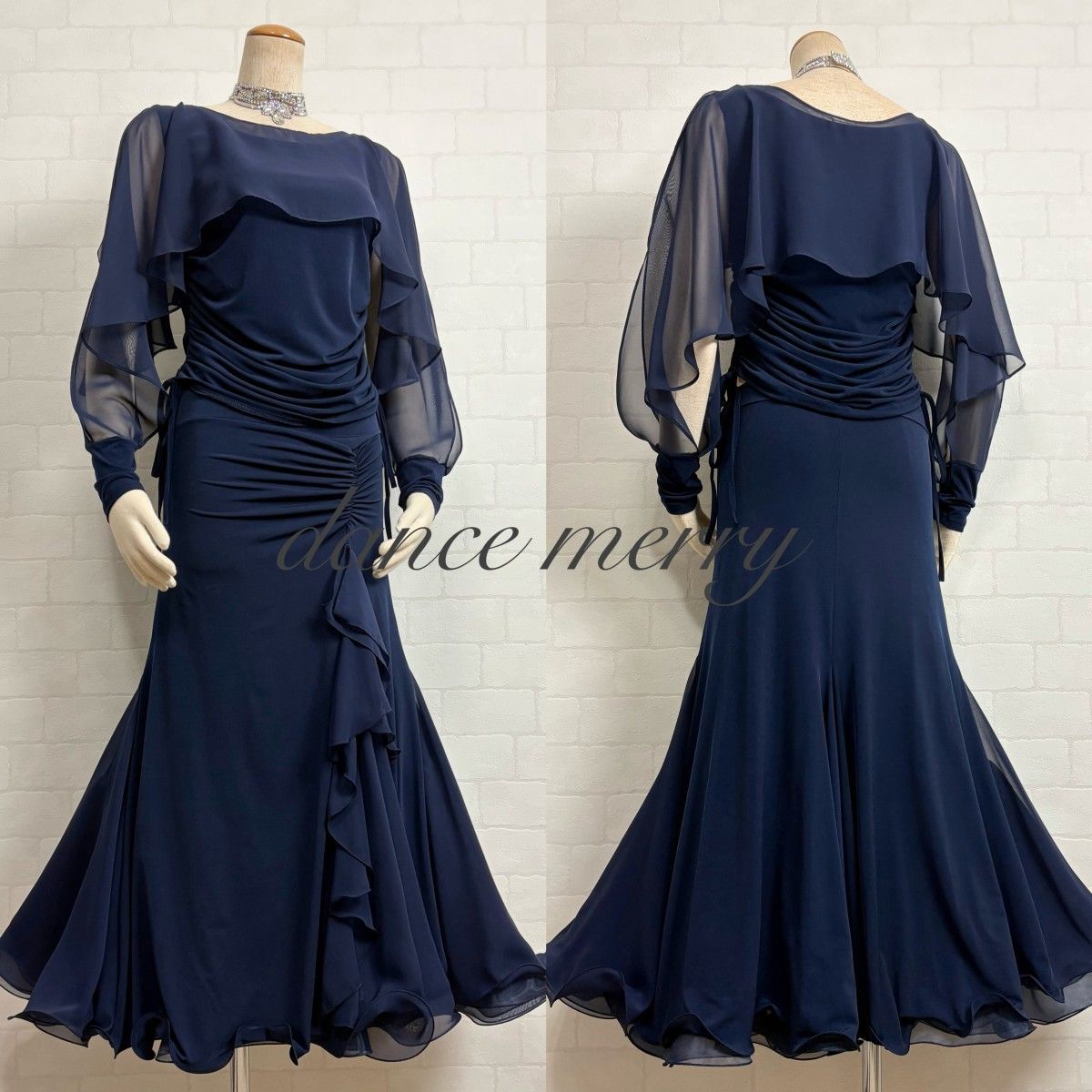 MERRY】新品 社交ダンス 紺 ネイビー ツーピース セットアップ