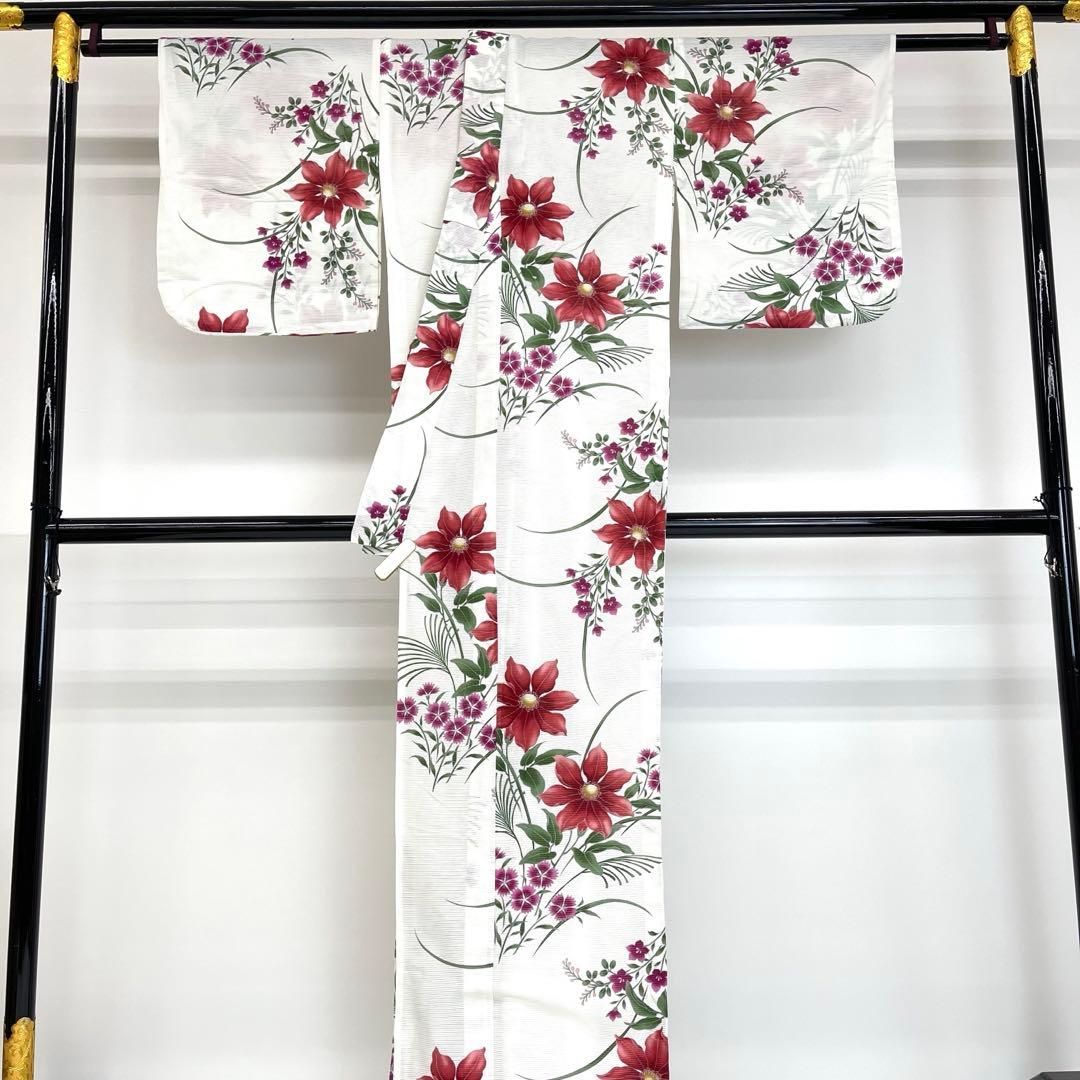 着物と帯 時流】Y25919s◇浴衣◇三越取扱 花古今 綿絽日本製 居敷当て