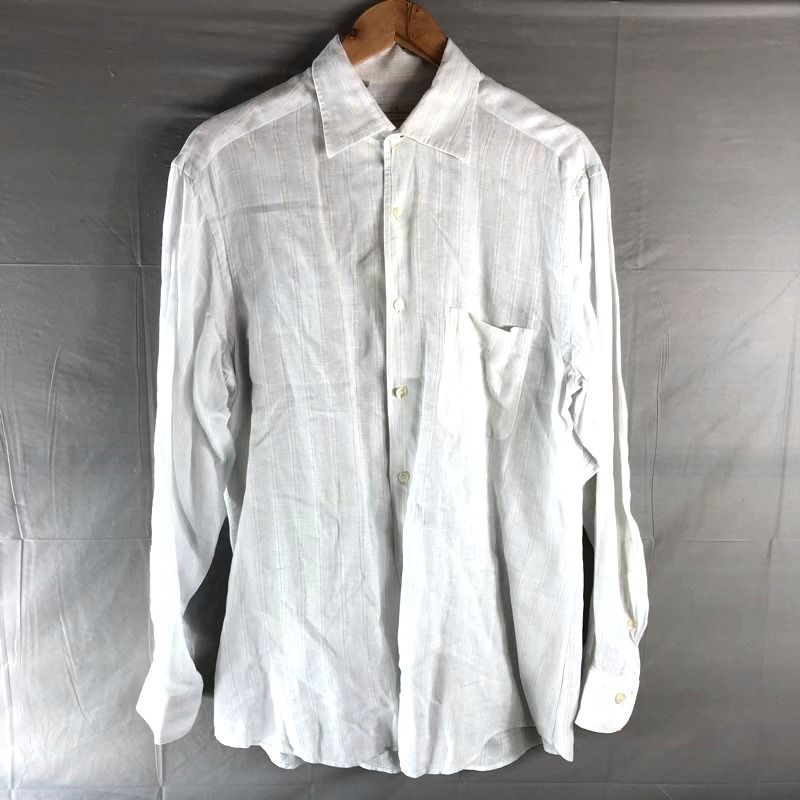 エルメネジルドゼニア Ermenegildo Zegna シャツ Yシャツ ストライプ 長袖 白 水色 Lサイズ 978902