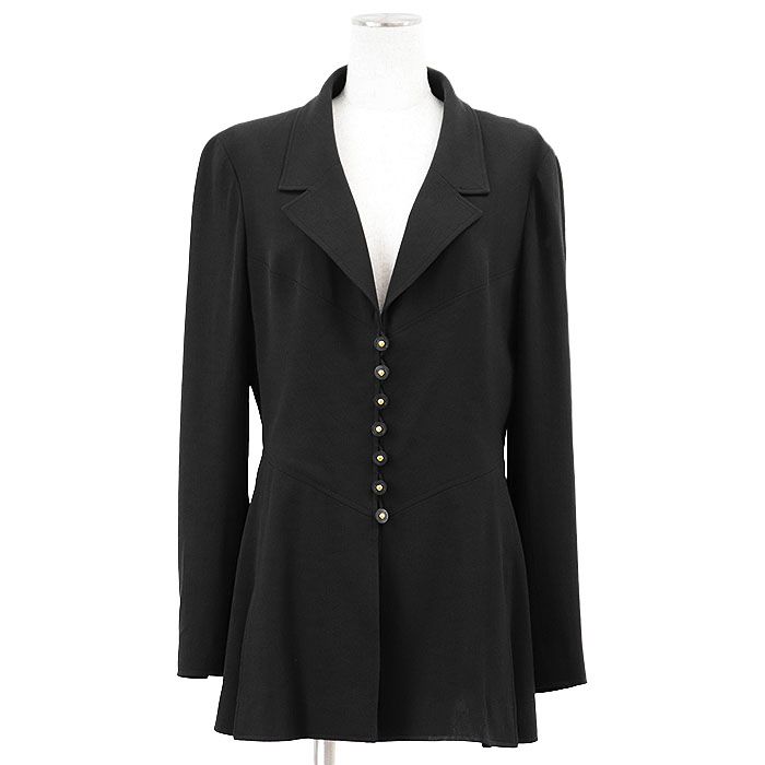 CHANEL シャネル ブティック テーラードジャケット 97 P 07488 ヴィンテージ ウール ロゴボタン 7 B アウター レディース サイズ 44 ブラック 黒 フランス製 カール ラガーフェルド期