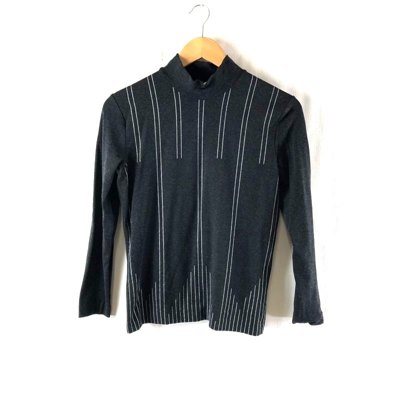ジバンシー Givenchy カットソー 長袖 ハイネック 柄模様 ラメ 黒 ダークグレー系 Mサイズ 979533