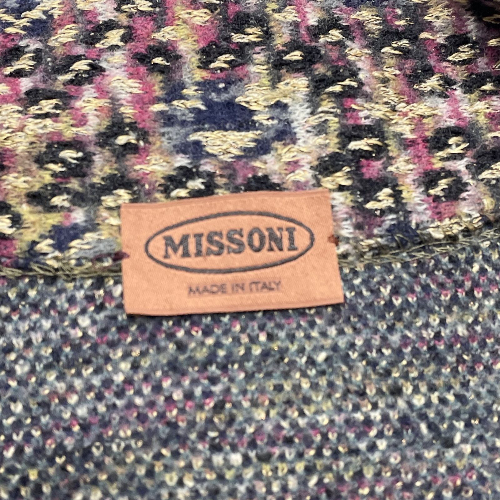 MISSONI ミッソーニ ロングコート フレア ノーカラー 総柄 切替 マルチ
