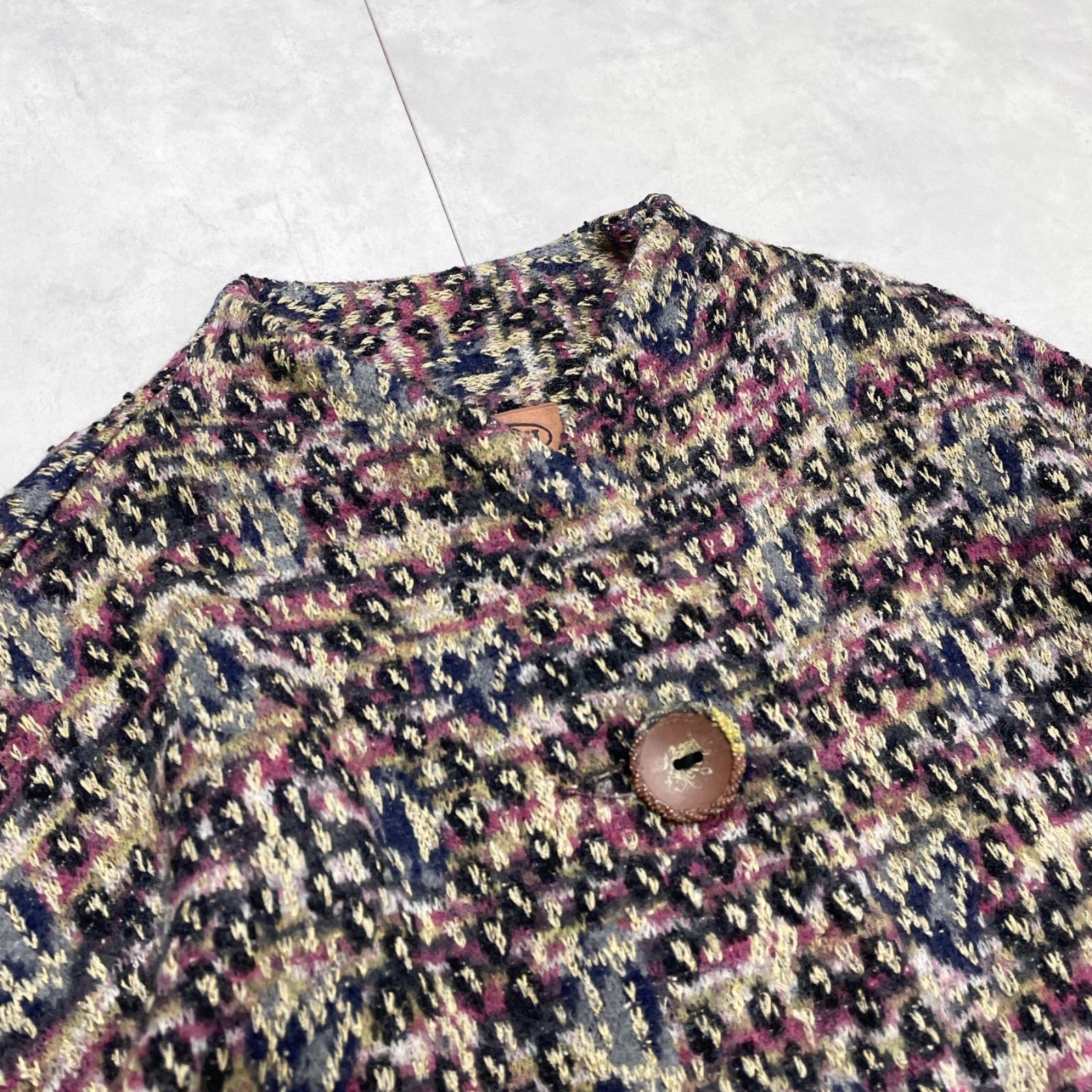 MISSONI ミッソーニ ロングコート フレア ノーカラー 総柄 切替 マルチ