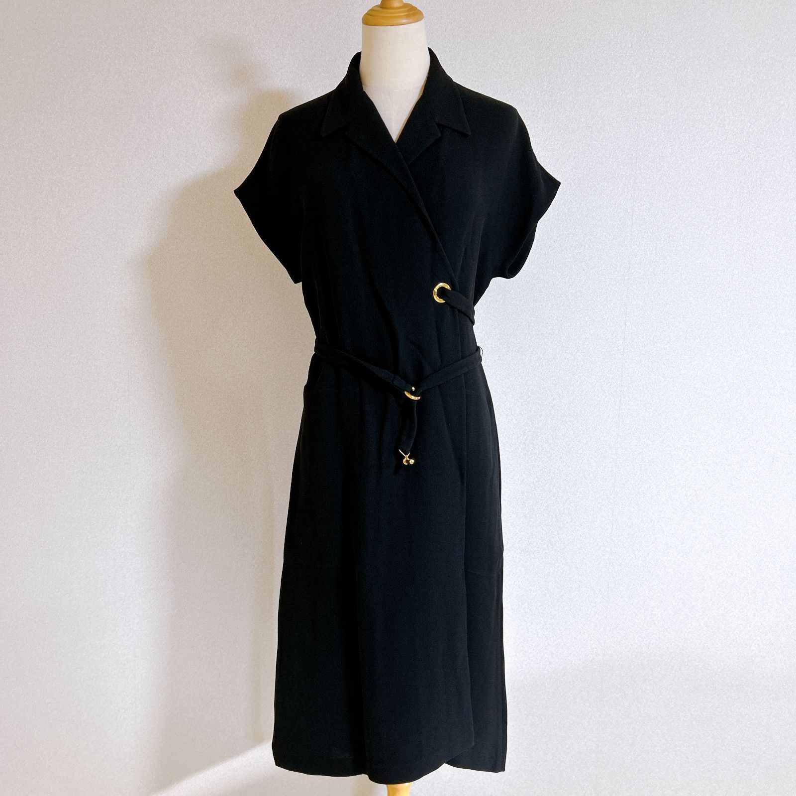 HERMES エルメス ベスト ジレ ロングジレ 夏 サイズ40 シルク ベルト付き ネイビー レディース 管理番号