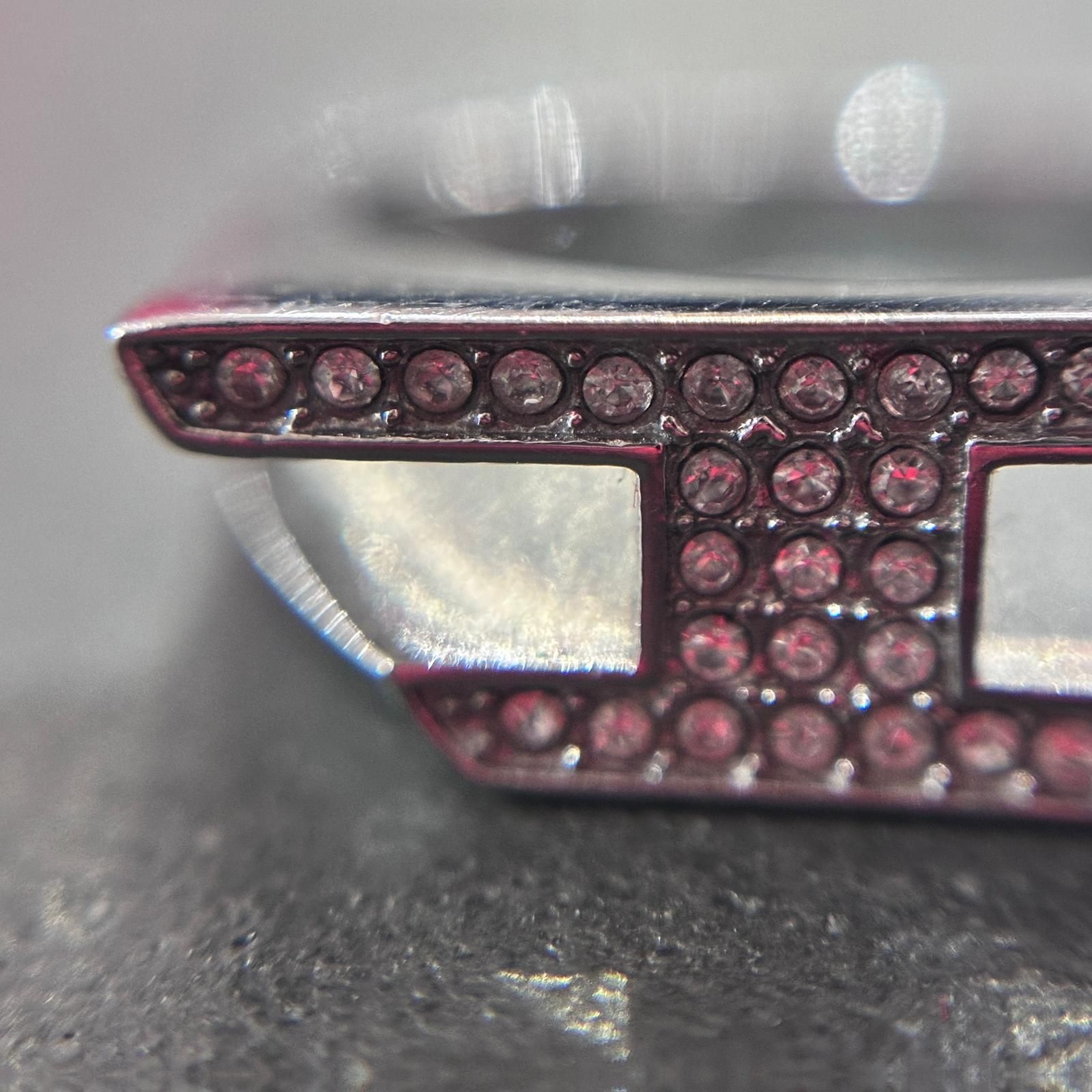 参考上代16500円 DIESEL ラインストーンリング Dロゴシグネットリング