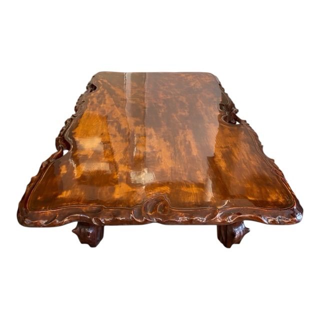 配送不可、現地引取のみ、リユース品】天然木 無垢材 一枚板 座卓 座敷