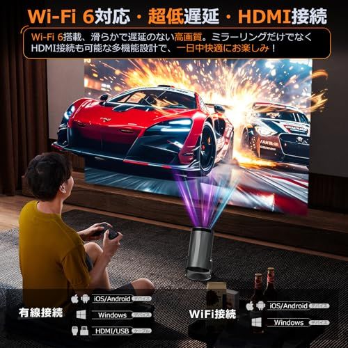  プロジェクター 家庭用 Android TV搭載 18000 LM 4 K対応 270°回転 小型 1080 P 高輝度 天井投影 Wi-Fi 6瞬間接続 Bluetooth 5.4 HiFiスピーカー 短距離投影 200 inc e 9 a 6575 その他 キッチン 食器