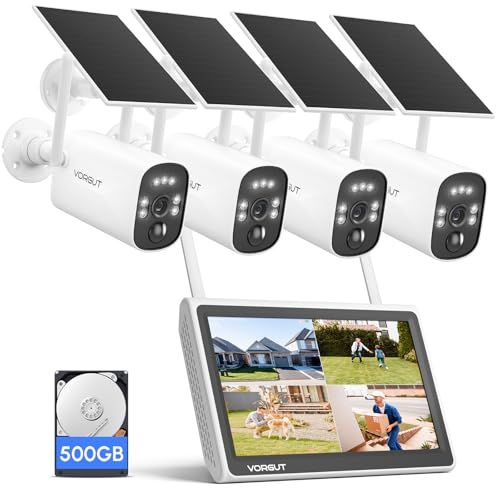 防犯カメラ 屋外 ソーラー 4台 モニター付き 2 4 Ghz 5 Ghz対応 監視カメラ 電源不要 工事不要 400万画素 無線 屋外防犯対策 400万画素カメラ 10インチ 液晶一体型NVR 6 c b 7