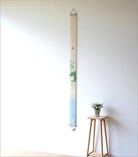 タペストリー おしゃれ 壁掛け 和風 和モダン 麻 縦長 細長い 細タペストリー 蓮一輪 b 251 e 5 df