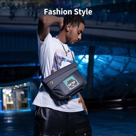  Divoom Pixoo Sling Bag-V ピクセルアートショルダーバッグ 斜め掛け ボディバッグ メンズ レディース 防水 レジャー おしゃれ 黒 817 b 127 a その他 キッチン 食器