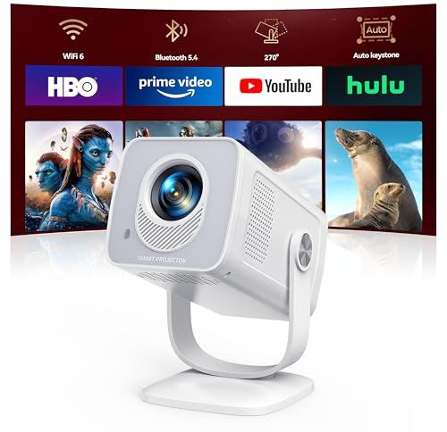 プロジェクター 小型 TOPTRO 3年保証＆Android TV 搭載＆400 g超軽量 短距離投影 27000 LMプロジェクター家庭用 高輝度 1080 P 4 K対応 WIFI 6 Bluetooth 5 自動台形補正 IOS An 626568 c