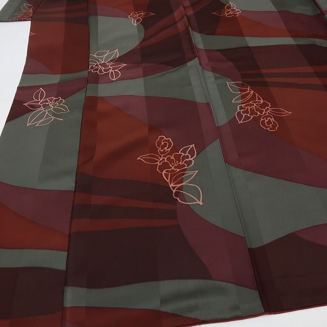六花-RIKKA- 正絹 椿 小紋 手縫い仕立て 着物 A 4091