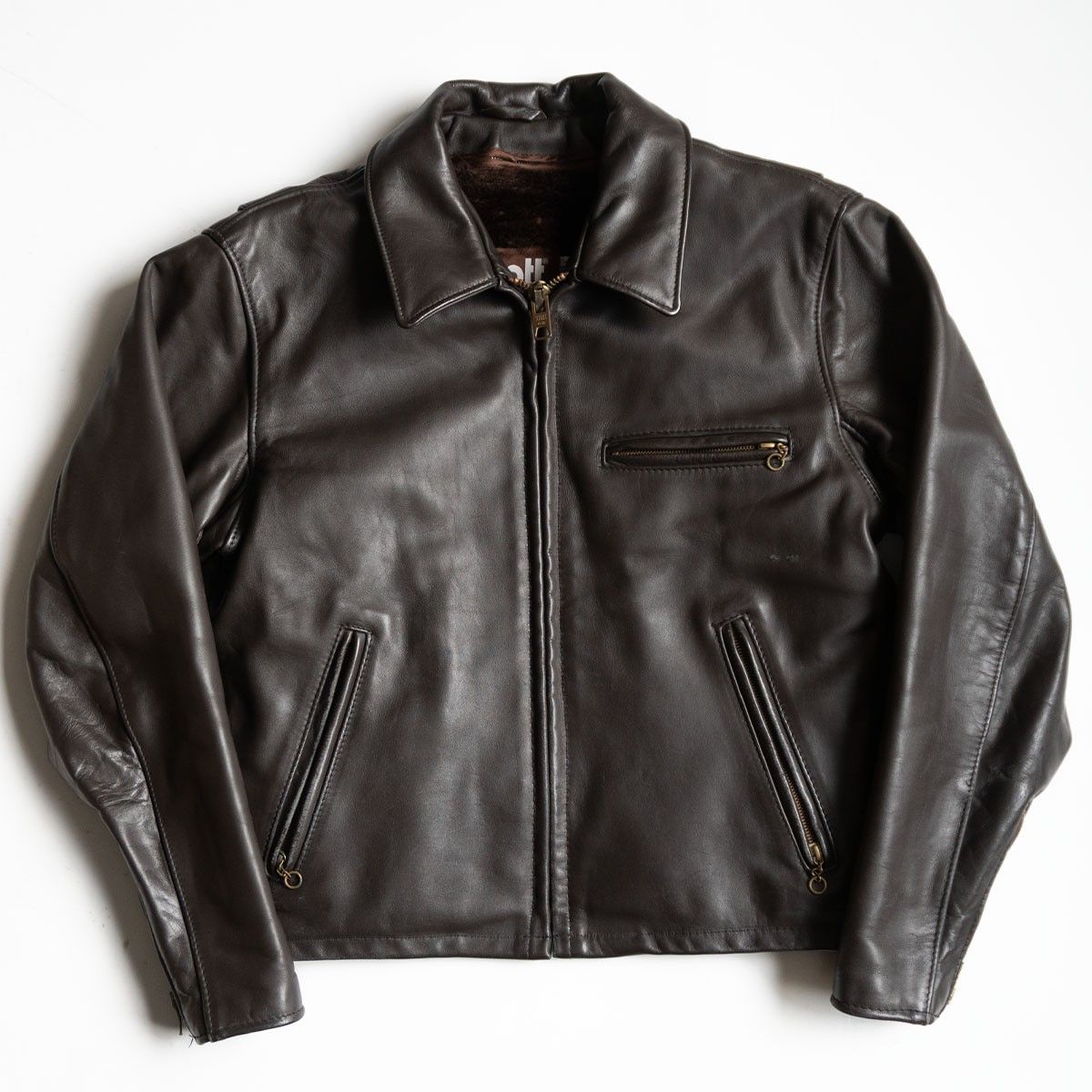 雰囲気抜群】SCHOTT【643E/シングルライダースジャケット】38 襟