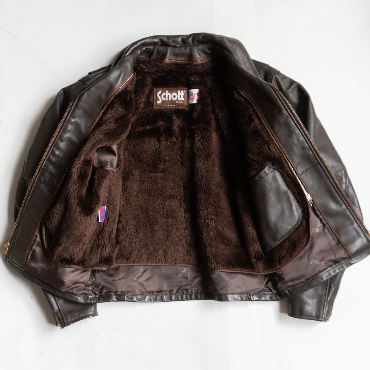 雰囲気抜群】SCHOTT【643E/シングルライダースジャケット】38 襟
