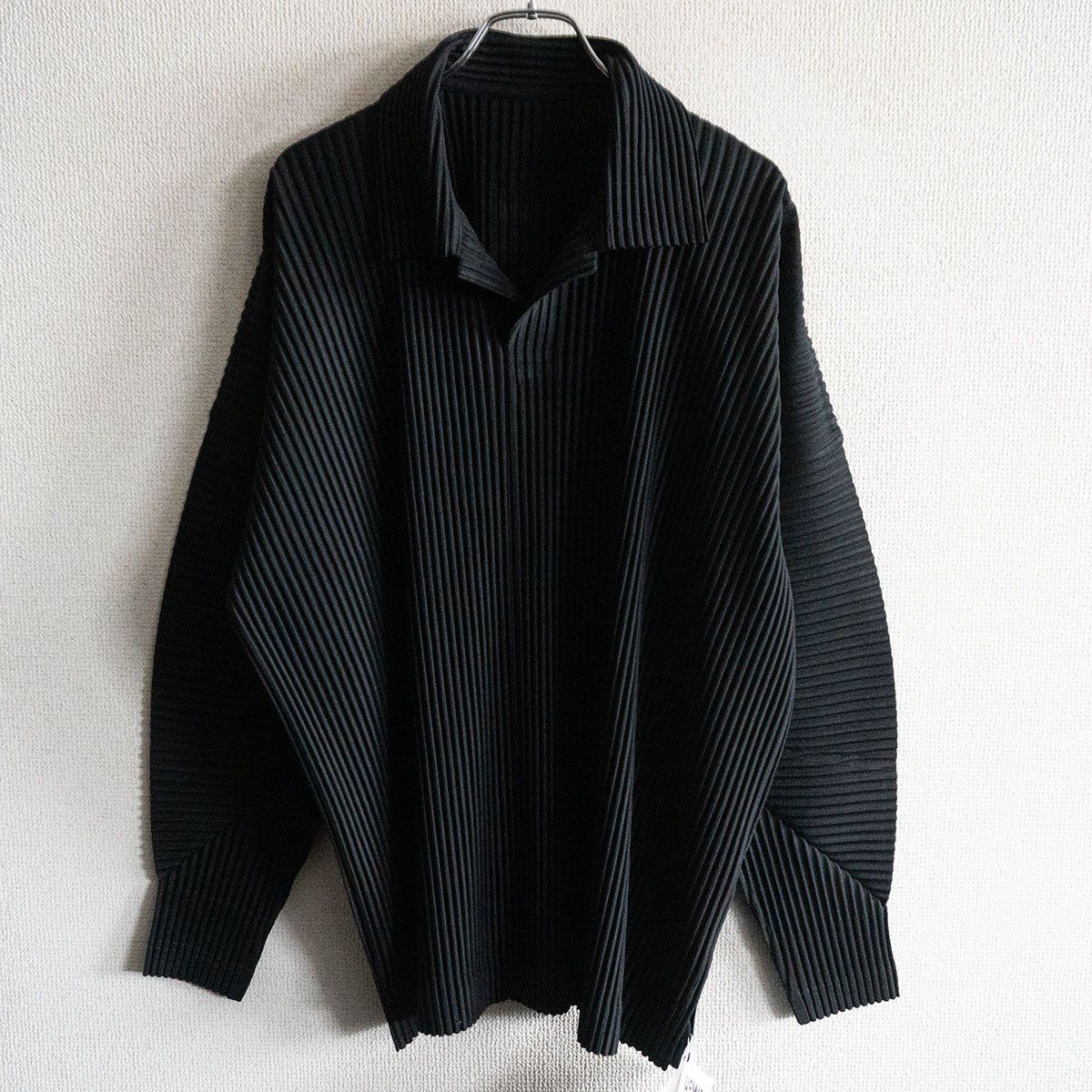 HOMME PLISSE ISSEY MIYAKE ブラック長袖シャツ 未使用品】 HOMME PLISSE ISSEY MIYAKE【プリーツ シャツ】3 ブラック