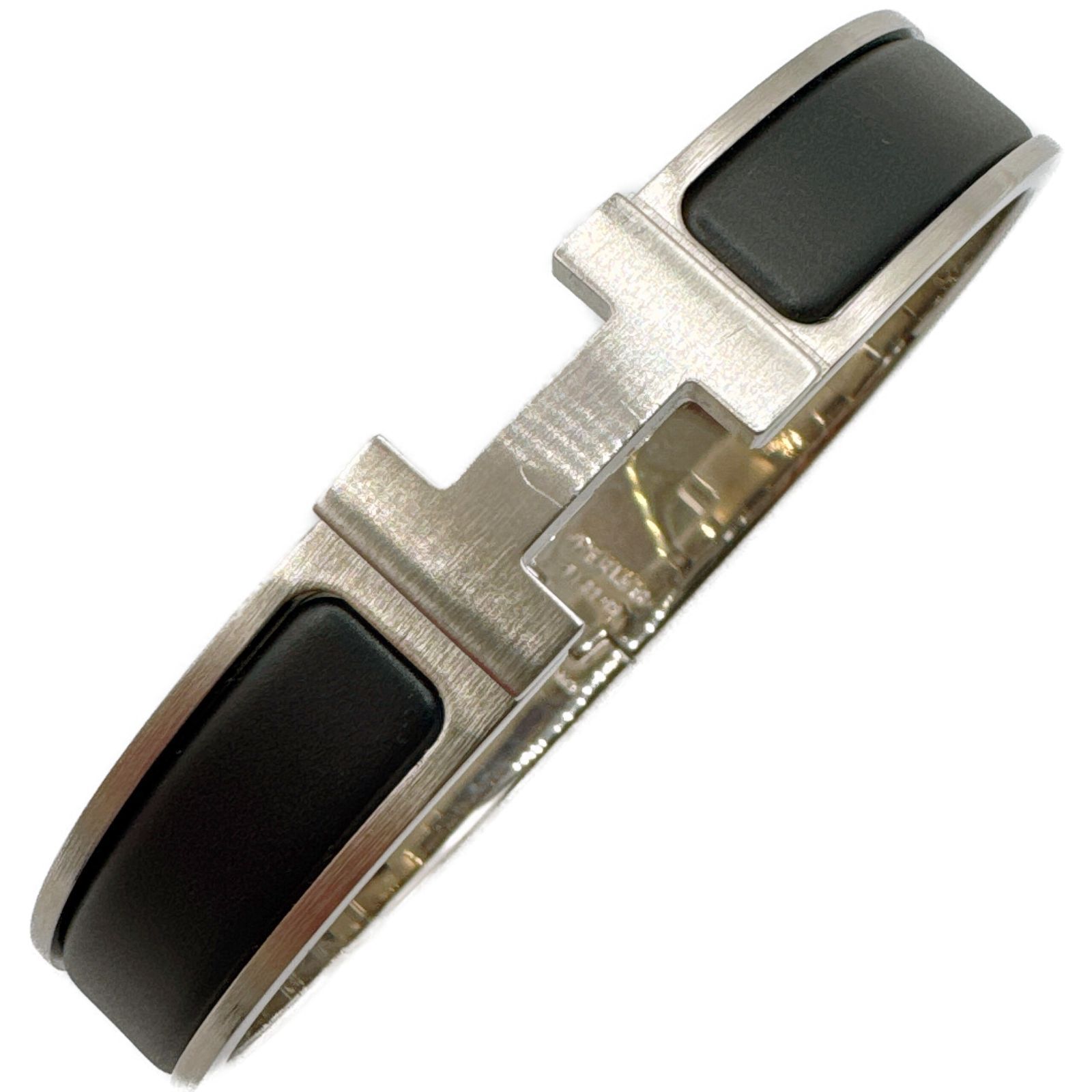 エルメス HERMES クリックHH ブレスレット マットブラック マットシルバー金具 メンズ バングル