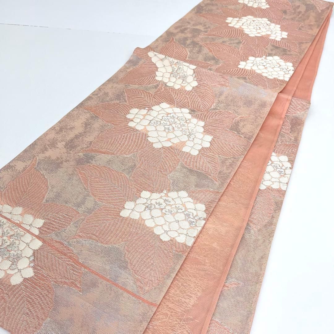 着物と帯 時流 SF 25906 s 正絹 夏袋帯 紗 紫陽花 ピンク 帯芯無