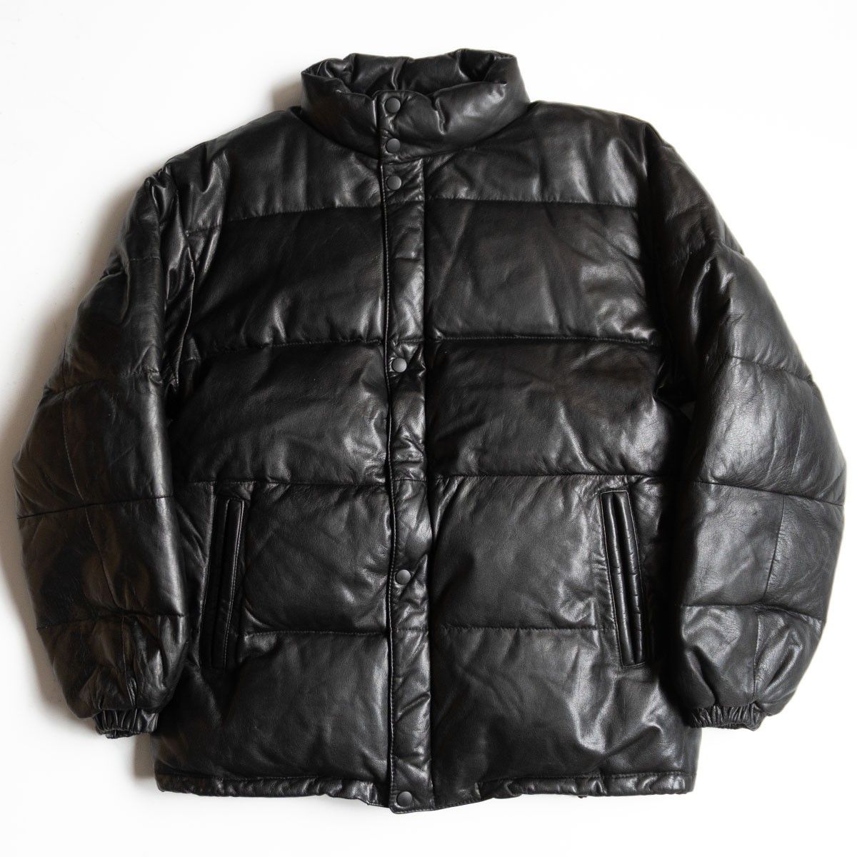 美品】WIND ARMOR【レザー ダウン ジャケット】M ブラック ウインド