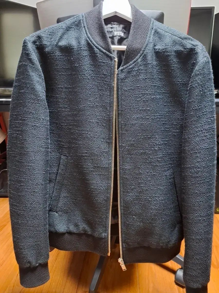 SYSTEM ブラック ツイード ブルゾン ジャケット 95
