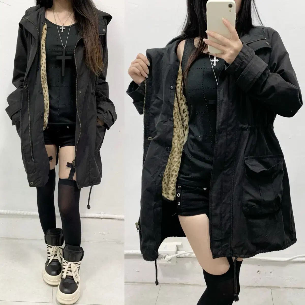 姉ギャル パンク y2k ブラック マウンテンパーカー ジャケット